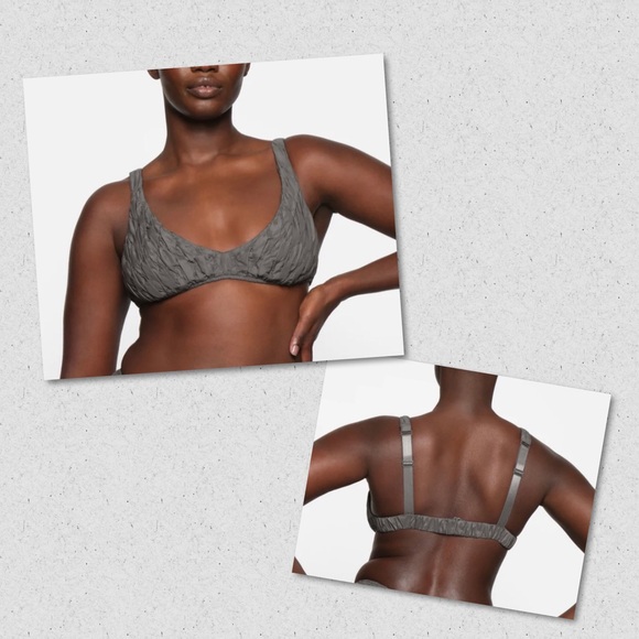 SKIMS NWT Gunmetal Quilted Triangle Bralette Size Medium - Picture 1 of 13
